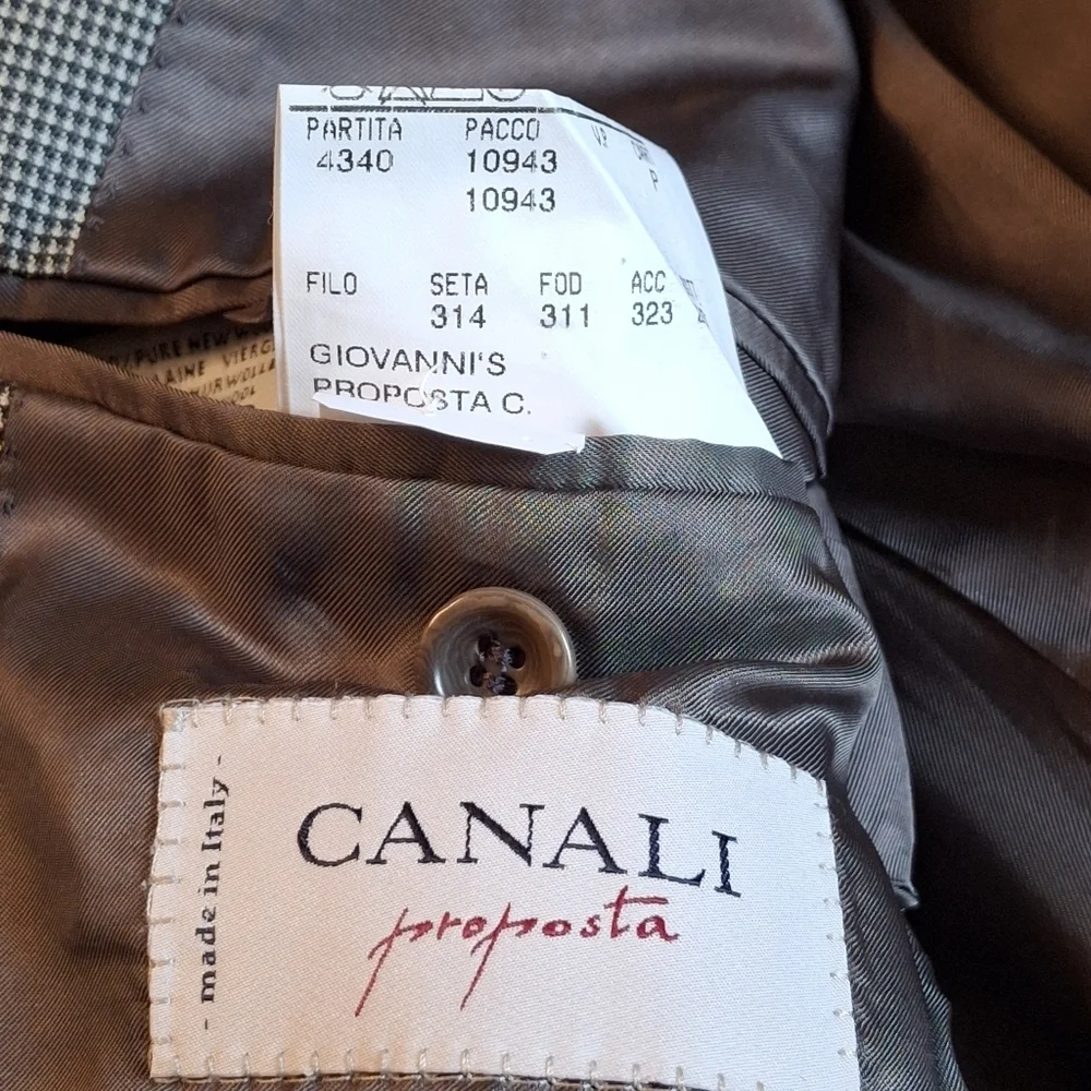 Canali Proposta Gray Houndstooth Dinner Jacket Made in Italy Men Size US 44R